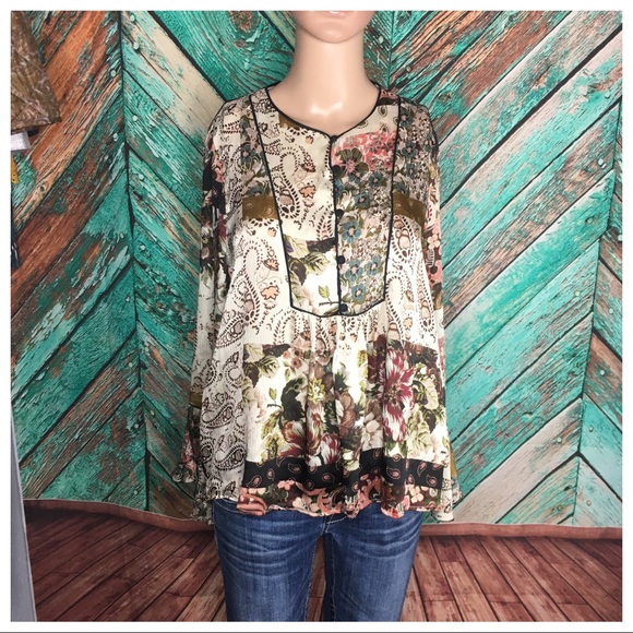Zara Floral Boho Button Front Blouse - Picture 4 of 6
